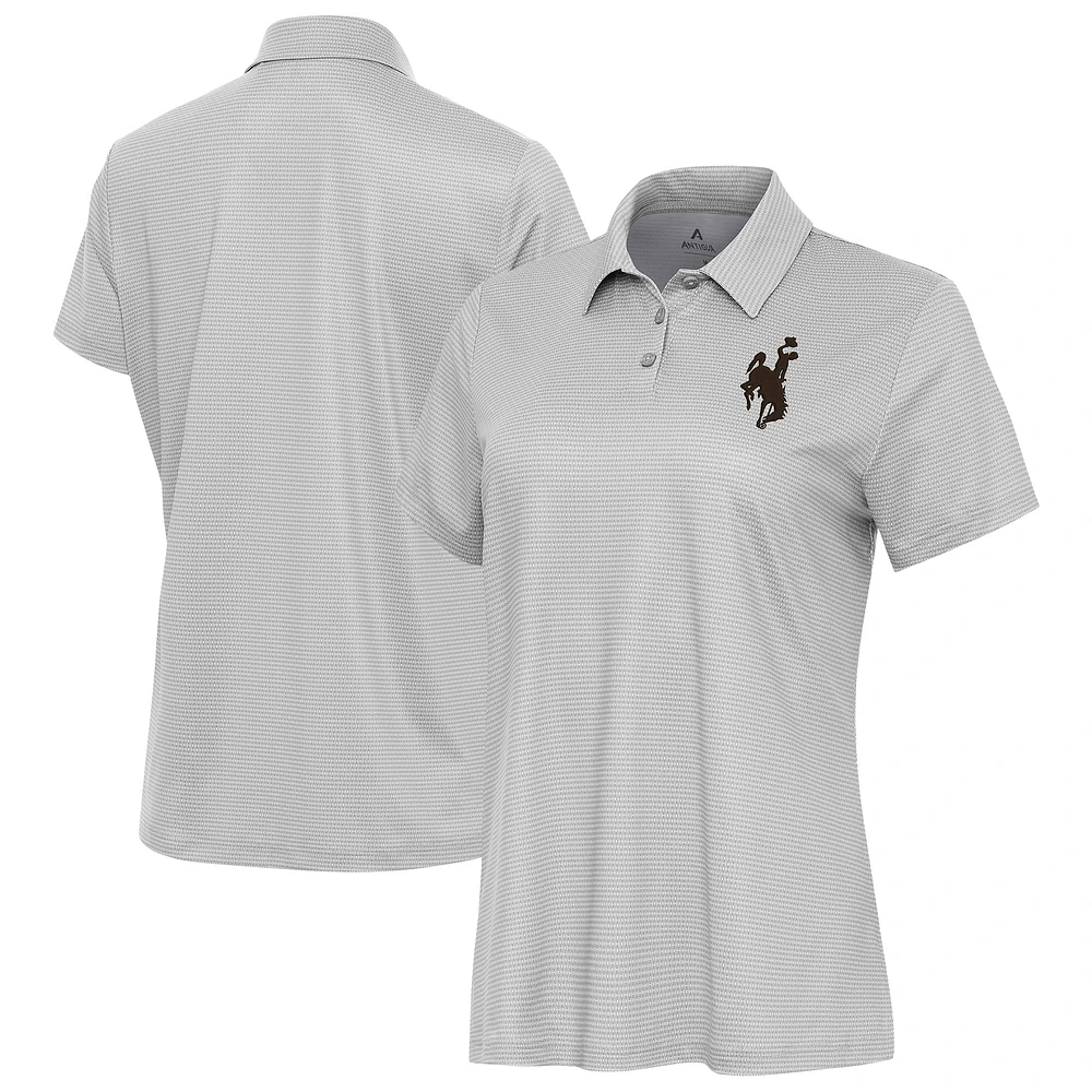Women's Antigua Gray Wyoming Cowboys Rings Polo
