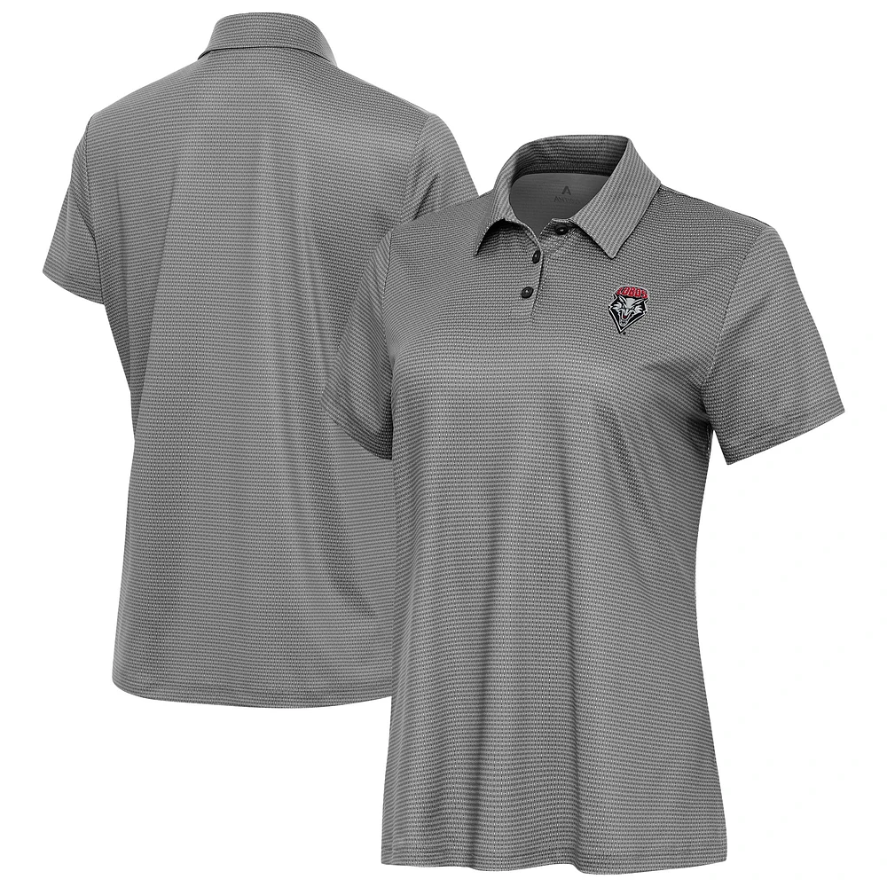 Women's Antigua Charcoal New Mexico Lobos Rings Polo