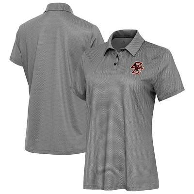 Women's Antigua Charcoal Boston College Eagles Rings Polo