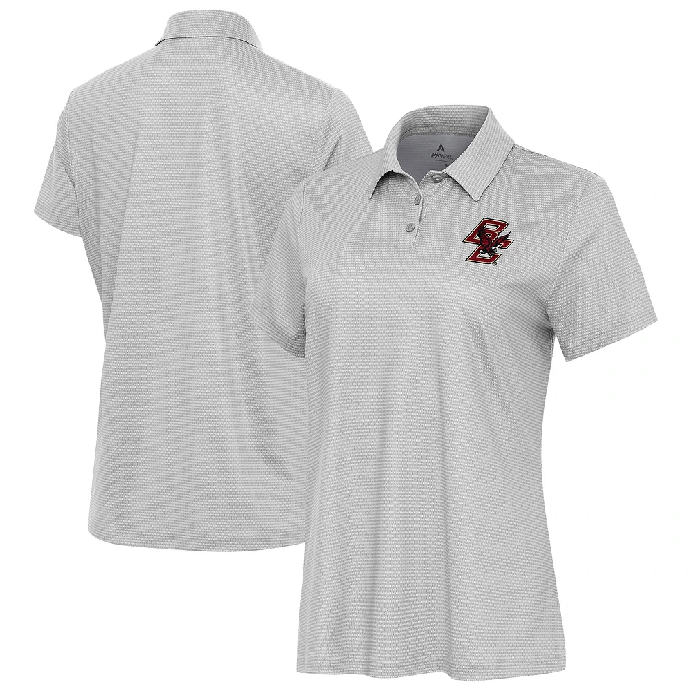 Women's Antigua Gray Boston College Eagles Rings Polo