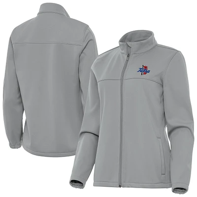 Women's Antigua Gray Tulsa Golden Hurricane Links 2 Golf Jacket