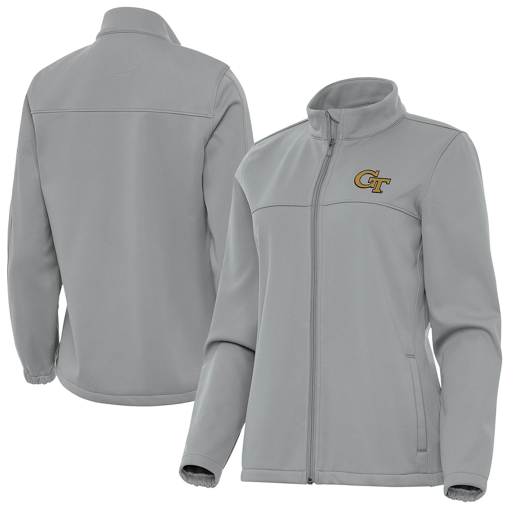 Women's Antigua Gray Georgia Tech Yellow Jackets Links 2 Golf Jacket