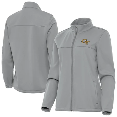 Women's Antigua Gray Georgia Tech Yellow Jackets Links 2 Golf Jacket