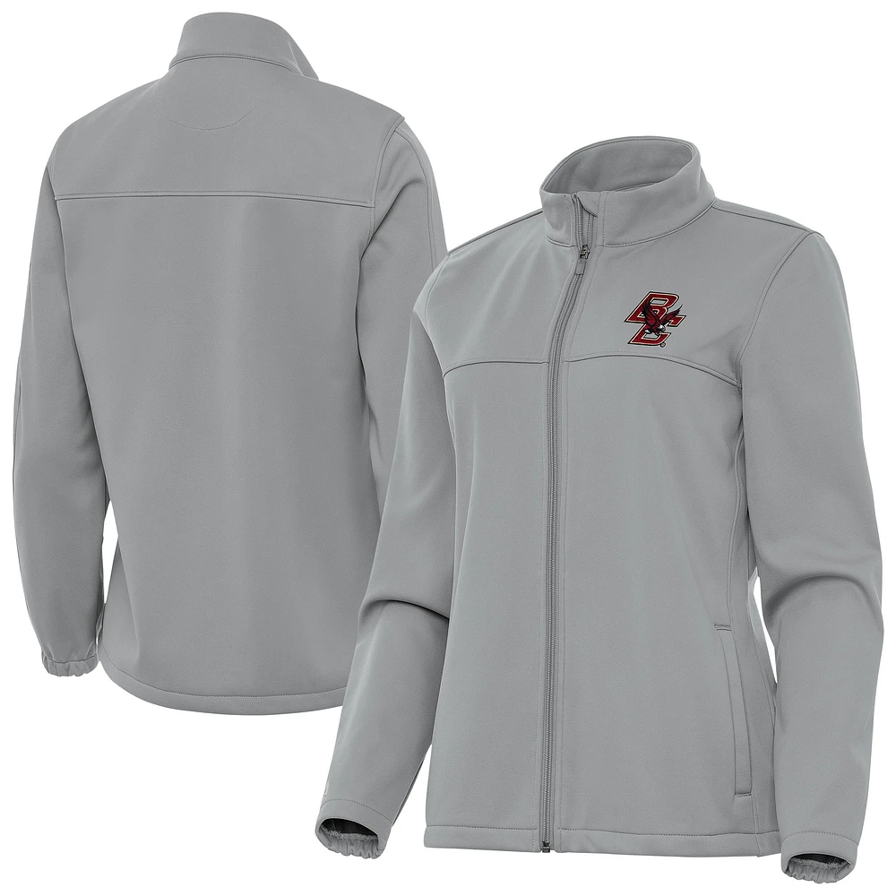 Women's Antigua Gray Boston College Eagles Links 2 Golf Jacket