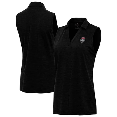 Women's Antigua Heather Black New Mexico Lobos Layout Sleeveless V-Neck Polo