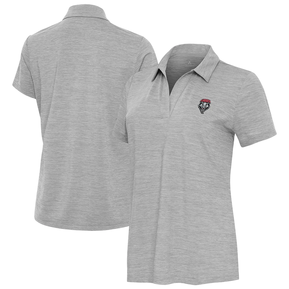 Women's Antigua Heather New Mexico Lobos Layout V-Neck Polo