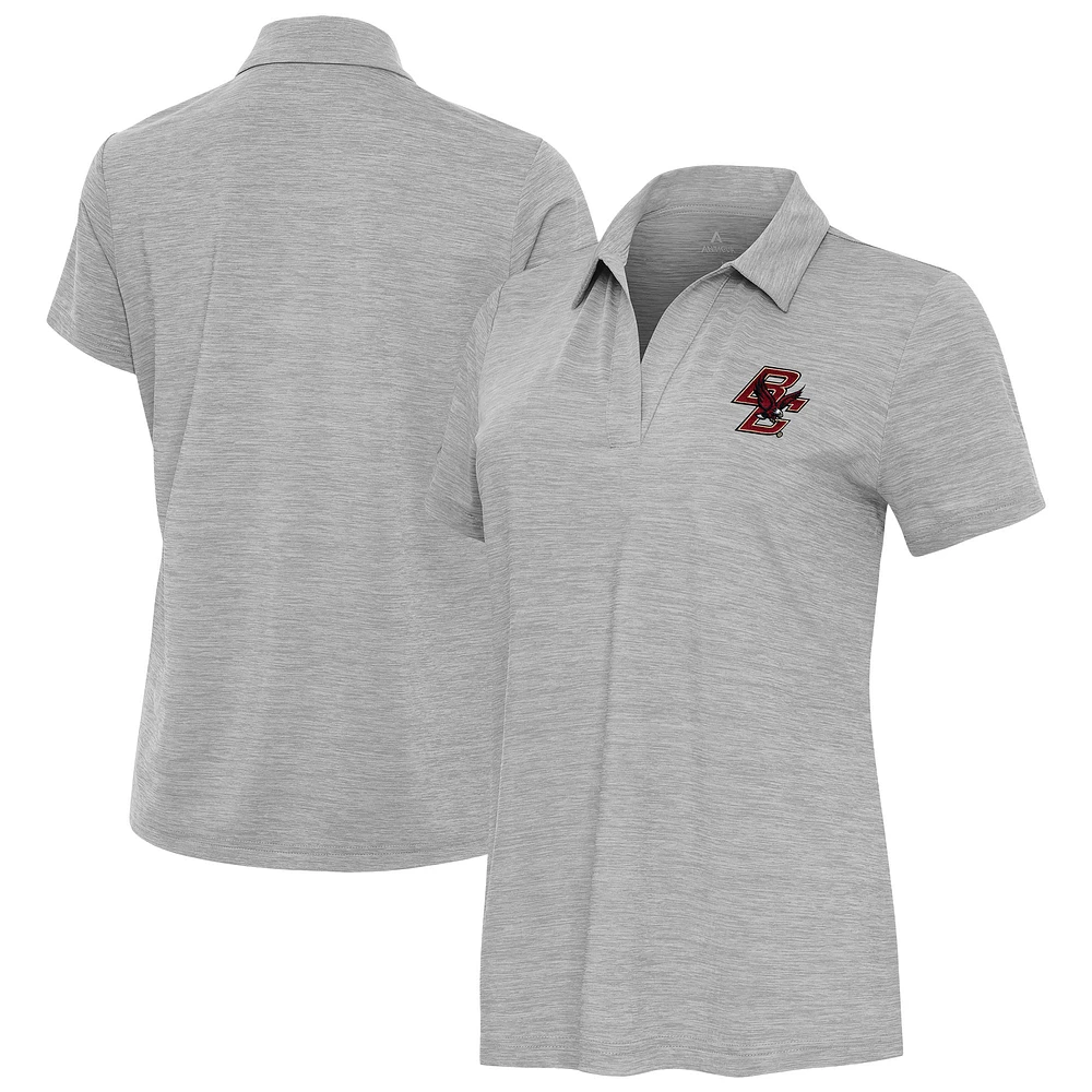 Women's Antigua Heather Boston College Eagles Layout V-Neck Polo