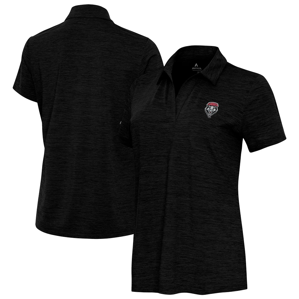 Women's Antigua Heather Black New Mexico Lobos Layout V-Neck Polo