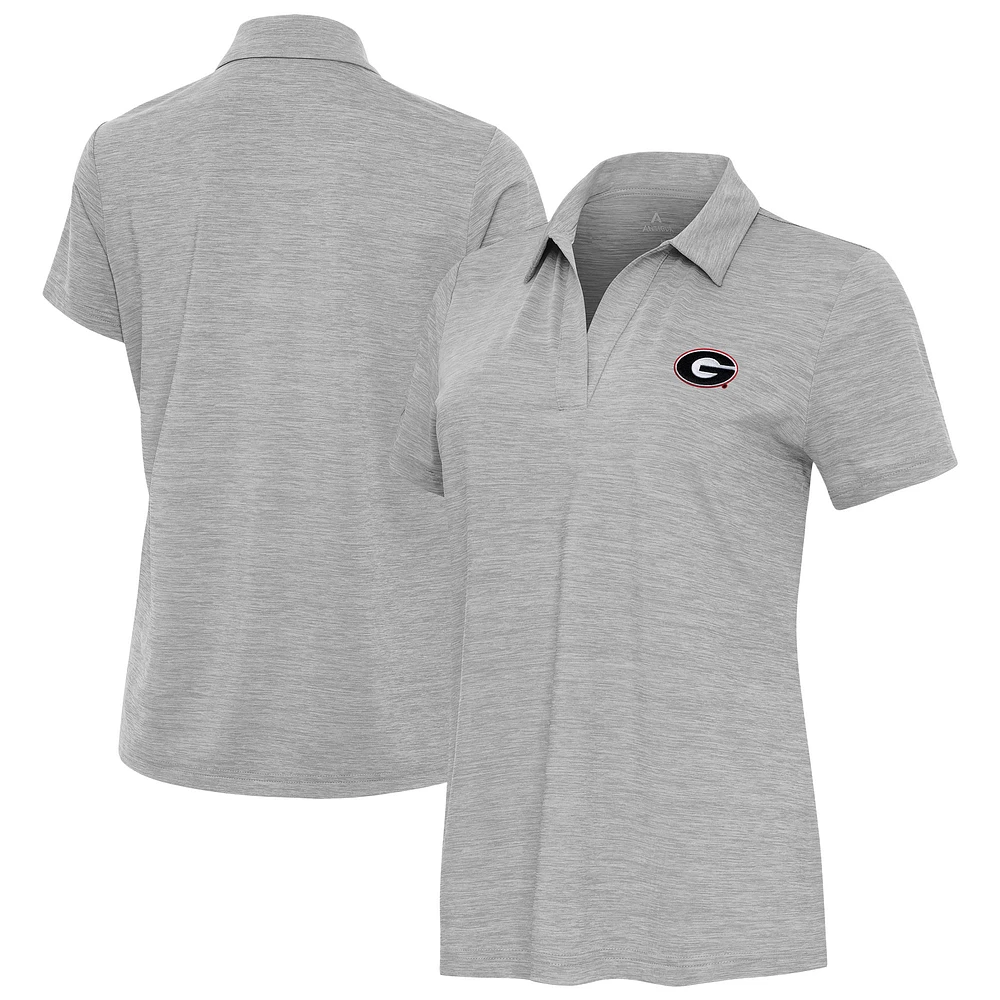 Women's Antigua Heather Georgia Bulldogs Layout V-Neck Polo