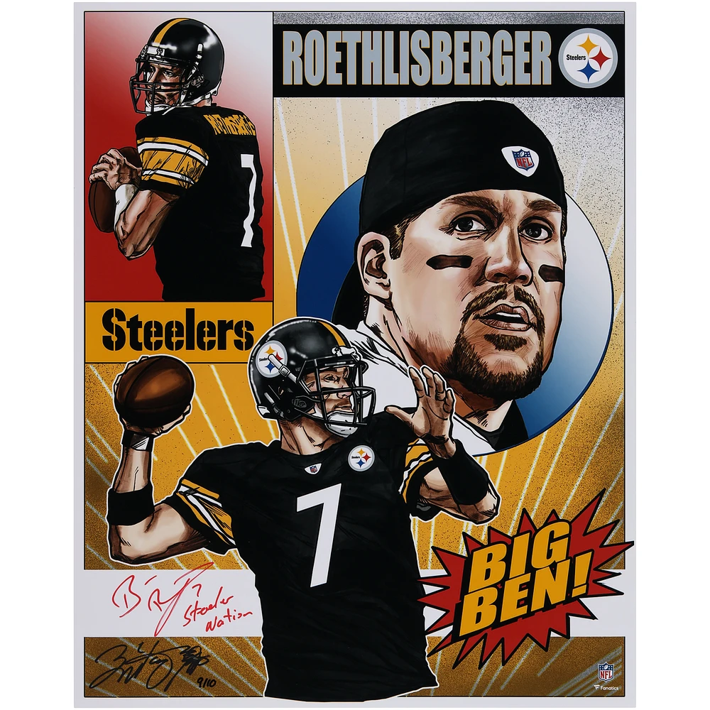 Ben Roethlisberger Pittsburgh Steelers Autographed 16" x 20" Photo Print with "Steeler Nation" Inscription - Art by Brian Kong - Limited Edition of 10