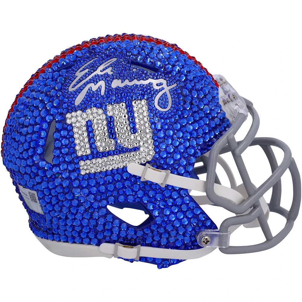 Eli Manning New York Giants Autographed Swarovski Crystal Riddell Speed Mini Helmet - Art by Rock On Sports