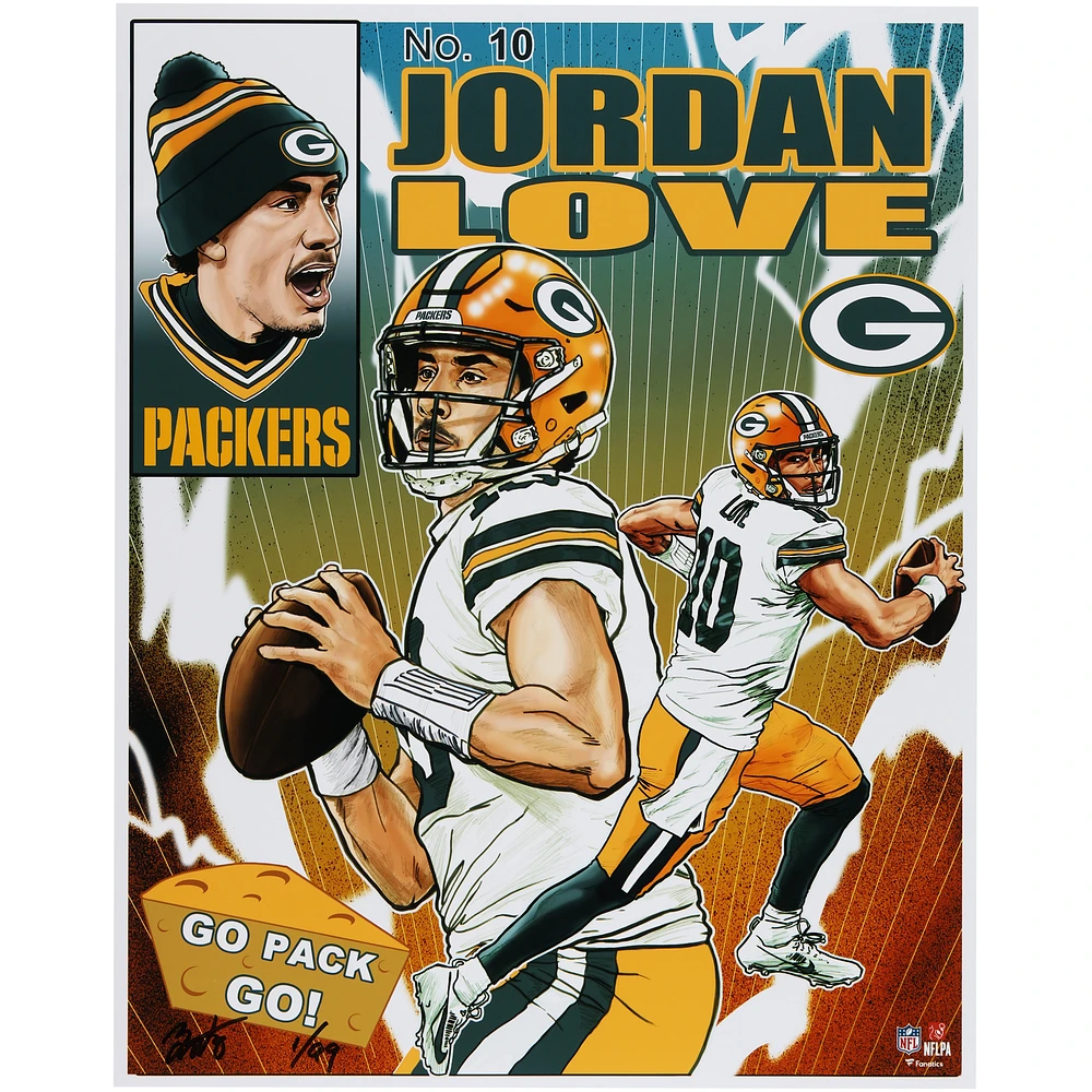 Jordan Love Green Bay Packers 16" x 20" Photo Print - Art by Brian Kong - Limited Edition of 99