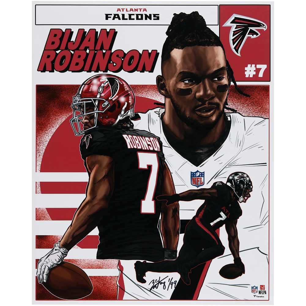 Bijan Robinson Atlanta Falcons 16" x 20" Photo Print - Art by Brian Kong - Limited Edition of 99