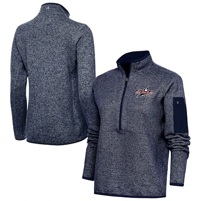 Women's Antigua Heather Navy 2025 MLB All-Star Fortune Half-Zip Sweatshirt