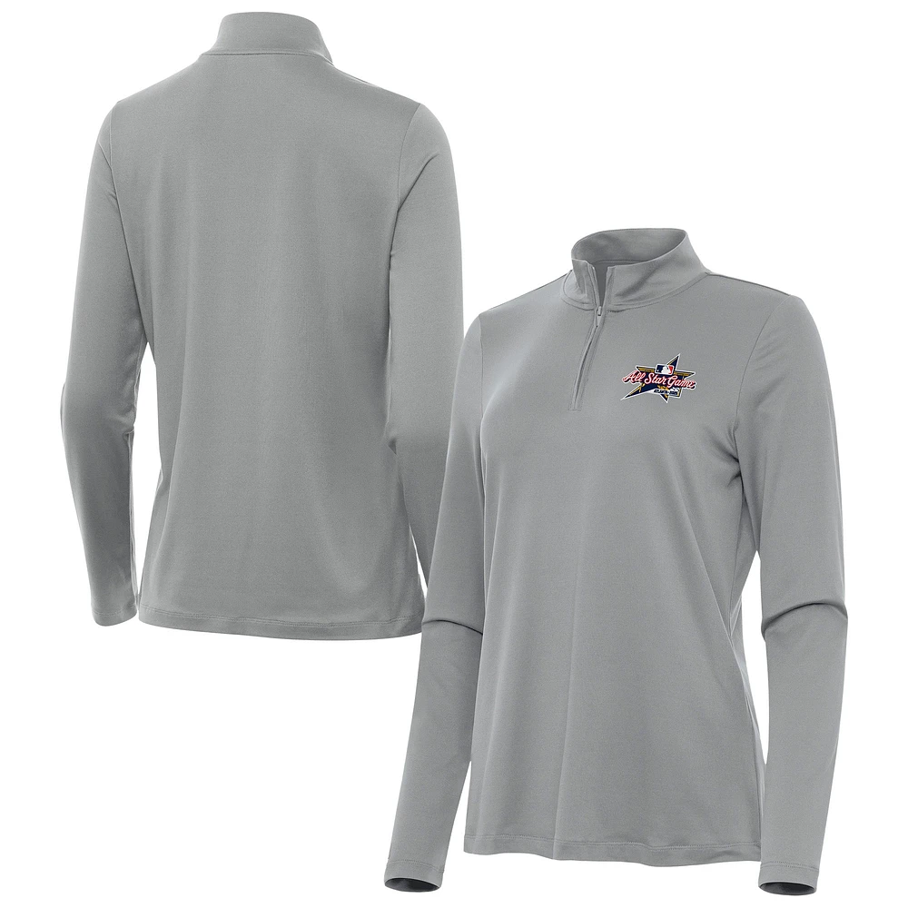 Women's Antigua Gray 2025 MLB All-Star Game Reprocess Quarter-Zip Top