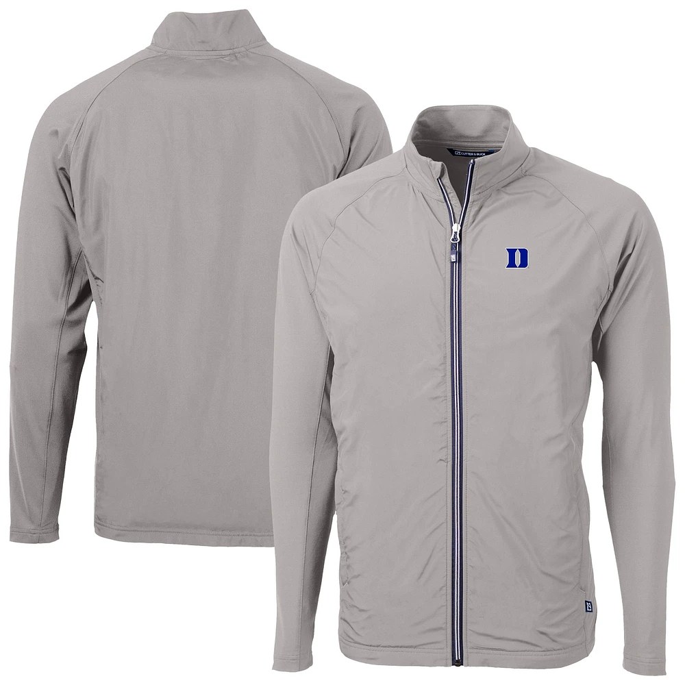 Men's Cutter & Buck Duke Blue Devils Adapt Eco Knit Hybrid Recycled Raglan Full-Zip Jacket