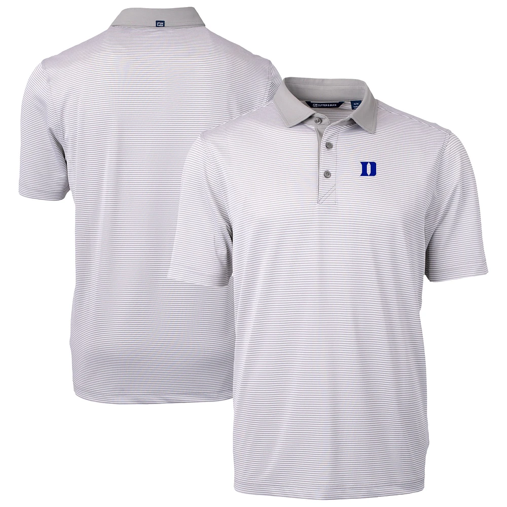 Men's Cutter & Buck Duke Blue Devils DryTec Virtue Eco Pique Micro Stripe Recycled Polo