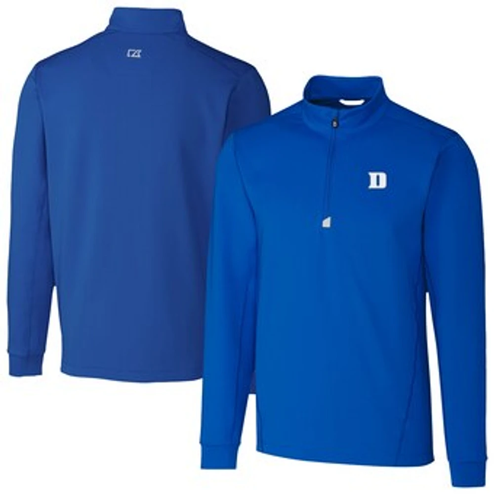 Men's Cutter & Buck Royal Duke Blue Devils Traverse Stretch Eco DryTec Quarter-Zip Top