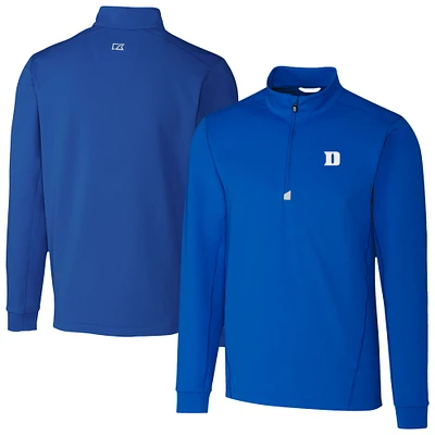 Men's Cutter & Buck Royal Duke Blue Devils Traverse Stretch Eco DryTec Quarter-Zip Top