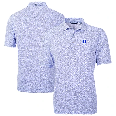 Men's Cutter & Buck Royal Duke Blue Devils Virtue Eco Pique Botanical Print Recycled DryTec Polo