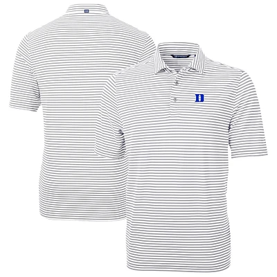 Men's Cutter & Buck Duke Blue Devils Virtue Eco Pique Stripe Recycled DryTec Polo