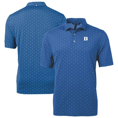 Men's Cutter & Buck Royal Duke Blue Devils Virtue Eco Pique Tile Print Recycled DryTec Polo