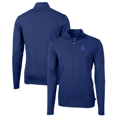 Men's Cutter & Buck Royal Duke Blue Devils Virtue Eco Pique Recycled DryTec Quarter-Zip Top