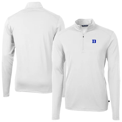 Men's Cutter & Buck Duke Blue Devils Virtue Eco Pique Recycled DryTec Quarter-Zip Top