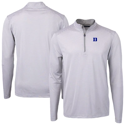Men's Cutter & Buck Duke Blue Devils Virtue Eco Pique Micro Stripe Recycled DryTec Quarter-Zip Top