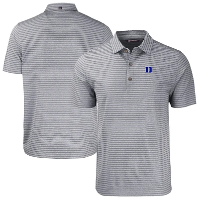 Men's Cutter & Buck Heather Duke Blue Devils Forge Eco Stripe Stretch Recycled Polo