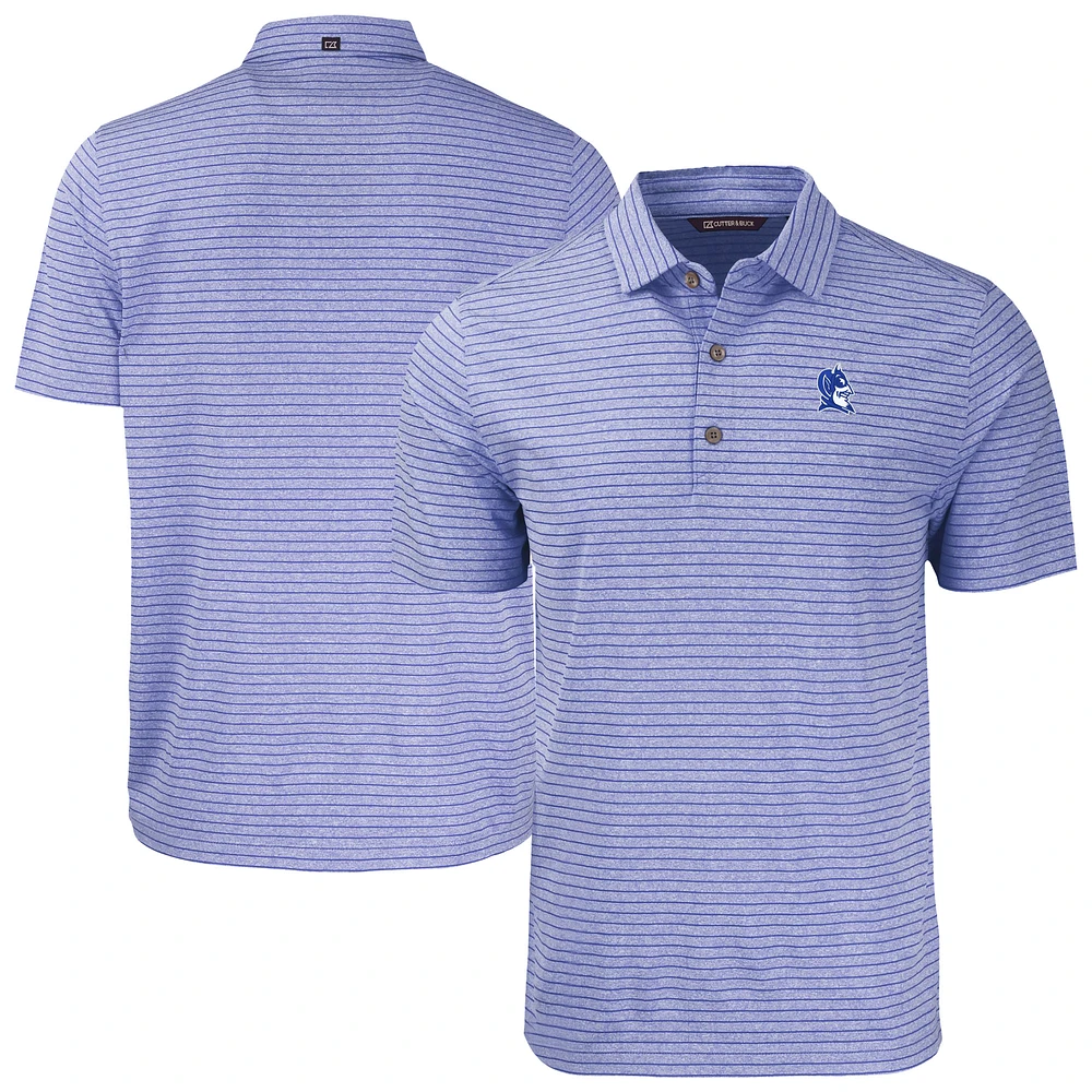 Men's Cutter & Buck Heather Royal Duke Blue Devils Forge Eco Stripe Stretch Recycled Polo