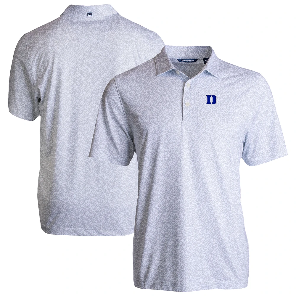 Men's Cutter & Buck Duke Blue Devils Pike Eco Pebble Print Stretch Recycled Polo