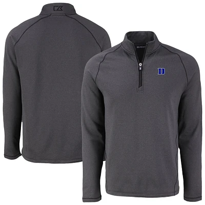 Men's Cutter & Buck Heather Duke Blue Devils Peshastin Eco Fleece Recycled Quarter-Zip Top