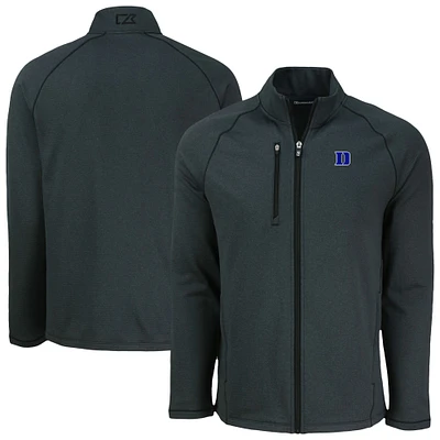 Men's Cutter & Buck Gray Duke Blue Devils Peshastin Eco Fleece Recycled Full-Zip Jacket