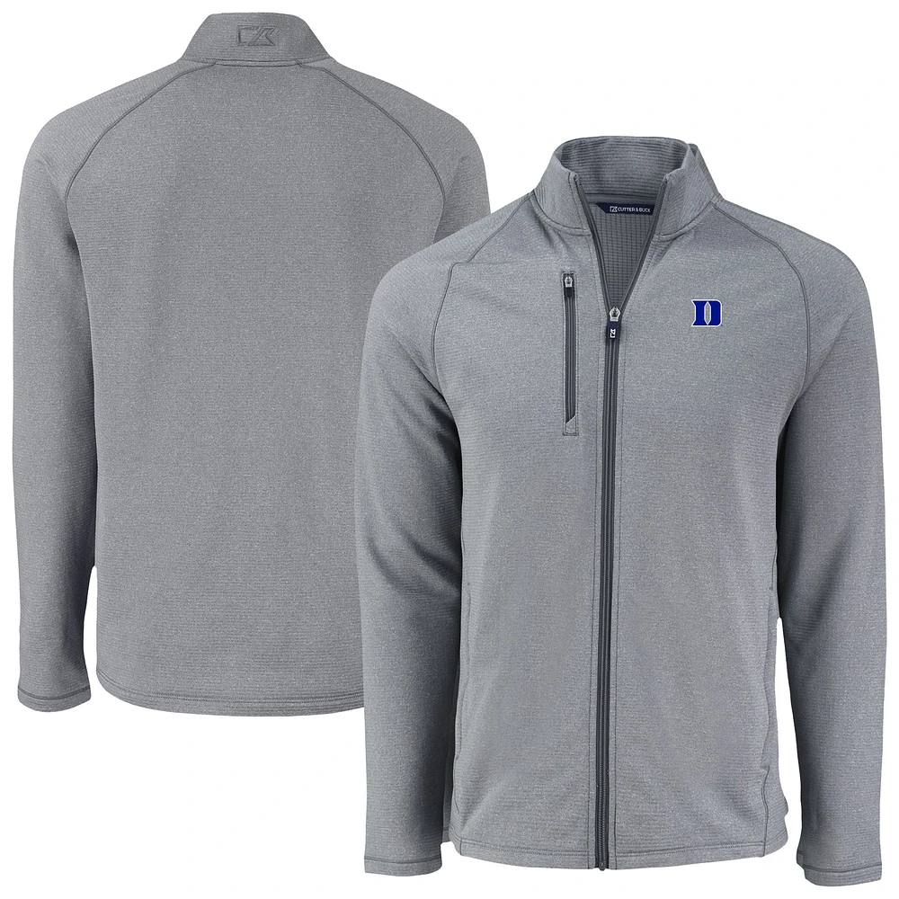Men's Cutter & Buck Heather Duke Blue Devils Peshastin Eco Fleece Recycled Full-Zip Jacket