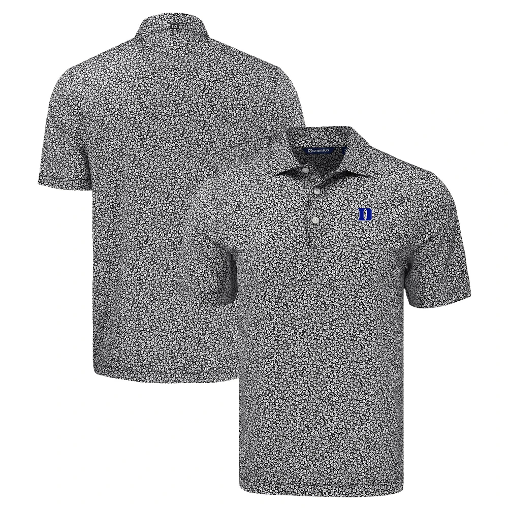 Men's Cutter & Buck Duke Blue Devils Pike Eco Flora Print Recycled Polo