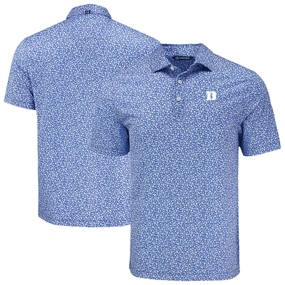 Men's Cutter & Buck Royal Duke Blue Devils Pike Eco Flora Print Recycled Polo