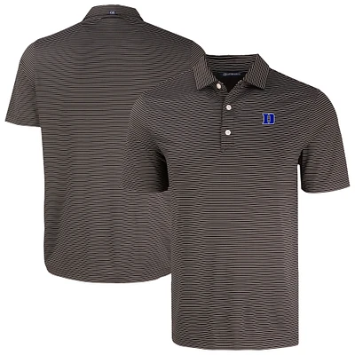 Men's Cutter & Buck Duke Blue Devils Forge Eco Fine Line Stripe Polo