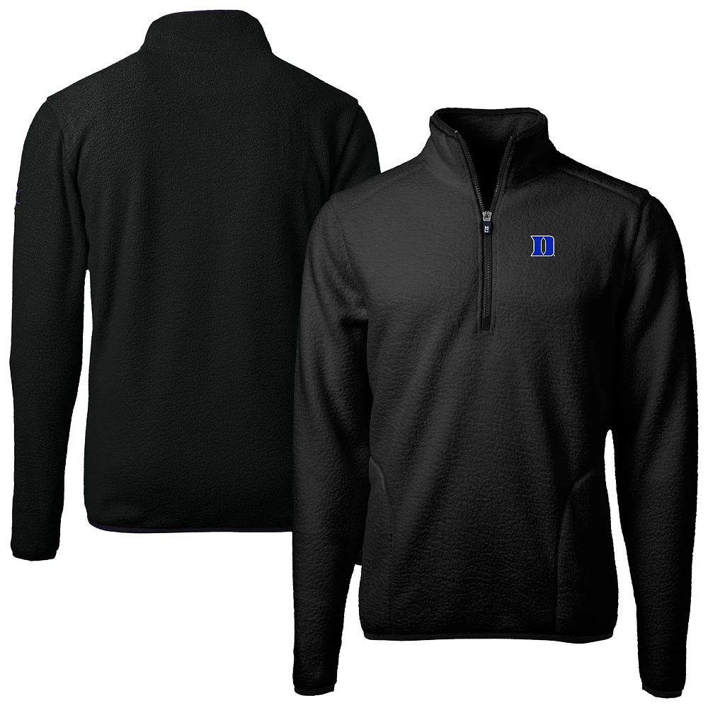 Men's Cutter & Buck Duke Blue Devils Cascade Eco Fleece Quarter-Zip Pullover Jacket