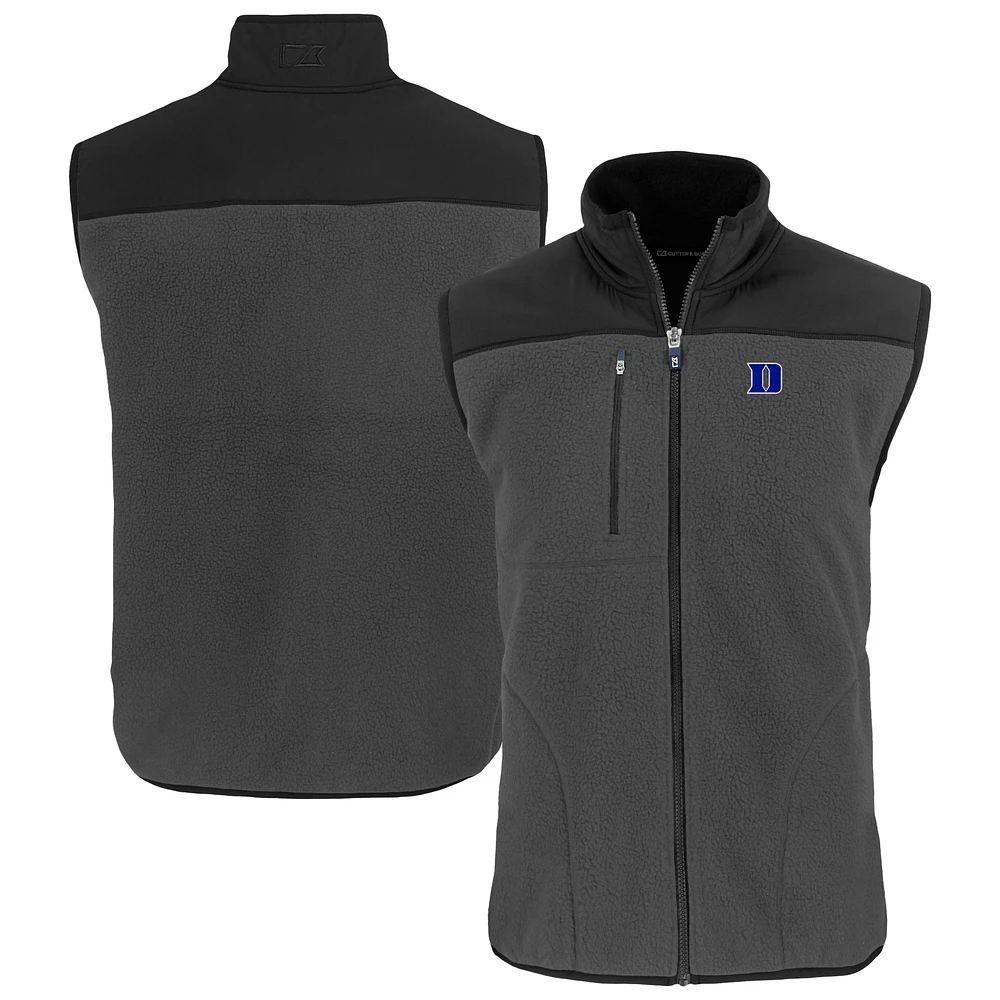 Men's Cutter & Buck Duke Blue Devils Cascade Eco Fleece Full-Zip Vest
