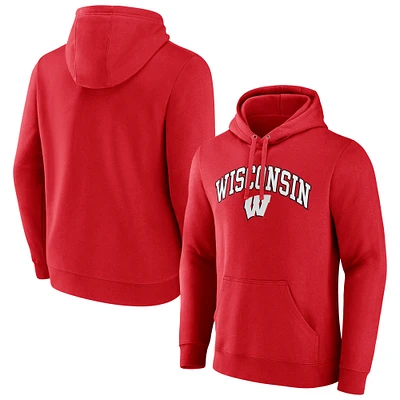 Men's Fanatics Wisconsin Badgers Classic Arched Applique Fleece Pullover Hoodie