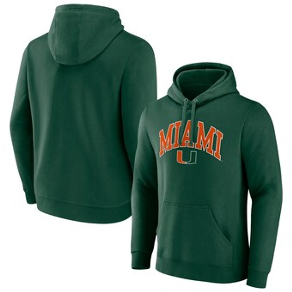 Men's Fanatics Miami Hurricanes Classic Arched Applique Fleece Pullover Hoodie