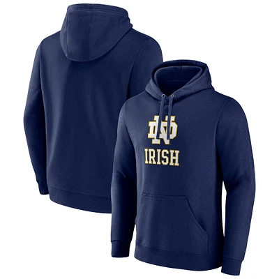 Men's Fanatics Navy Notre Dame Fighting Irish Applique Fleece Pullover Hoodie