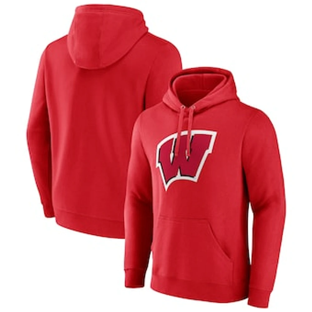 Men's Fanatics Wisconsin Badgers Applique Fleece Pullover Hoodie