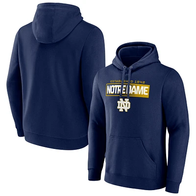 Men's Fanatics Navy Notre Dame Fighting Irish Iconic Fleece Down The Field Pullover Hoodie