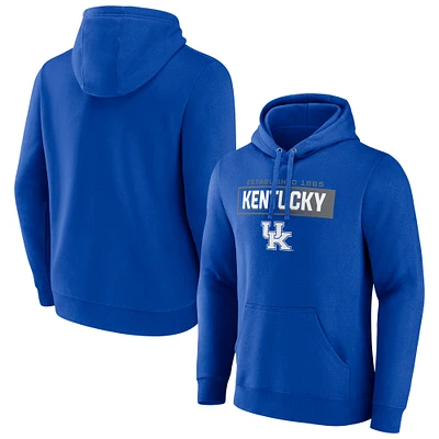 Men's Fanatics Royal Kentucky Wildcats Iconic Fleece Down The Field Pullover Hoodie