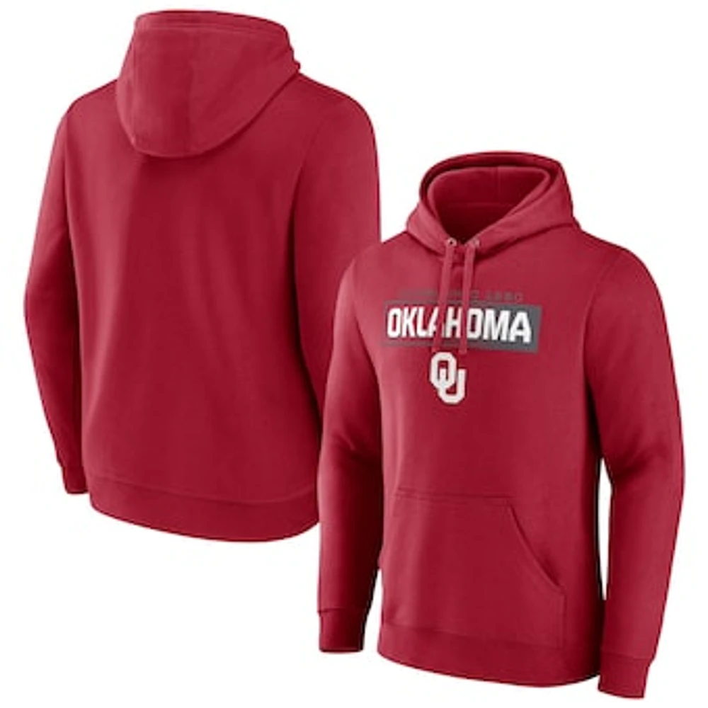Men's Fanatics Crimson Oklahoma Sooners Iconic Fleece Down The Field Pullover Hoodie