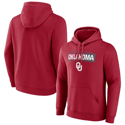 Men's Fanatics Crimson Oklahoma Sooners Iconic Fleece Down The Field Pullover Hoodie