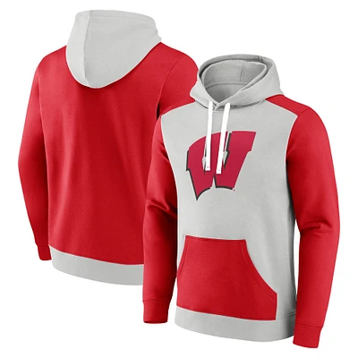 Men's Fanatics Gray/Red Wisconsin Badgers Primary Arctic Pullover Hoodie
