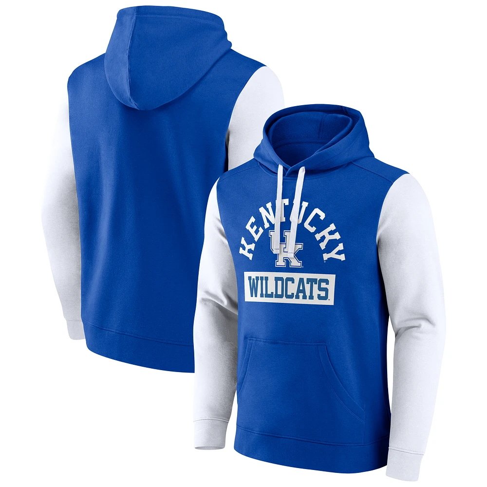 Men's Fanatics Royal Kentucky Wildcats Extra Point Color-Block Pullover Hoodie